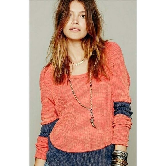 Free People We The Free Diamond Dozen Waffle Thermal Size Large - Picture 2 of 6